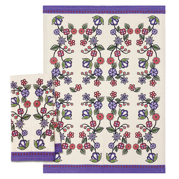 Native Northwest Ojibwe Florals Printed Tea Towel