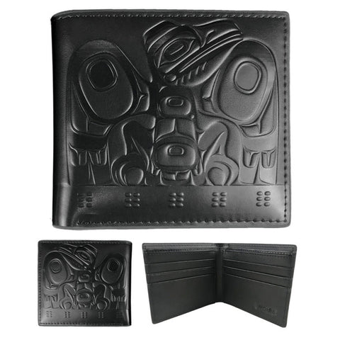 Native Northwest Leather Embossed Wallet - Raven Box