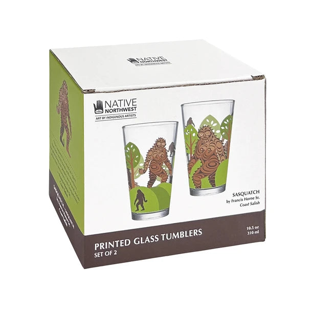 Native Northwest Sasquatch Printed Glass Tumbler (Set of 2)