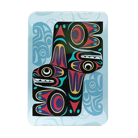Native Northwest Thunderbird and Whale Embossed Metal Magnet