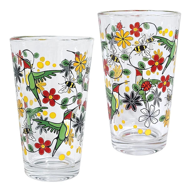Native Northwest Hummingbird (Nenookaasi) Printed Glass Tumbler (Set of 2)