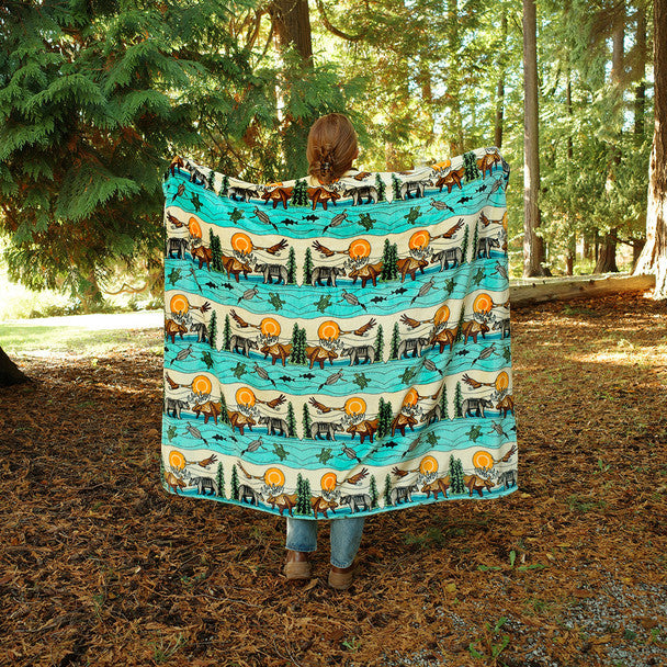 Native Northwest All My Relatives (Indinawemaaganidag) Fleece Blanket