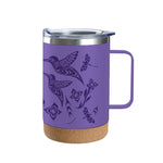 Native Northwest Cork Base Travel Mugs with Handle (16oz) - Hummingbird