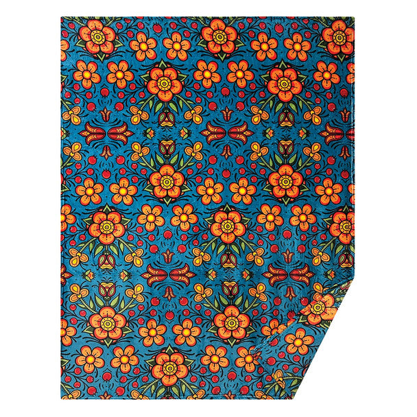 Native Northwest Prairie Beadwork  Fleece Blanket