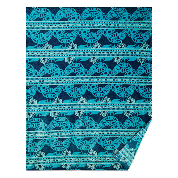 Native Northwest Whale Fleece Blanket