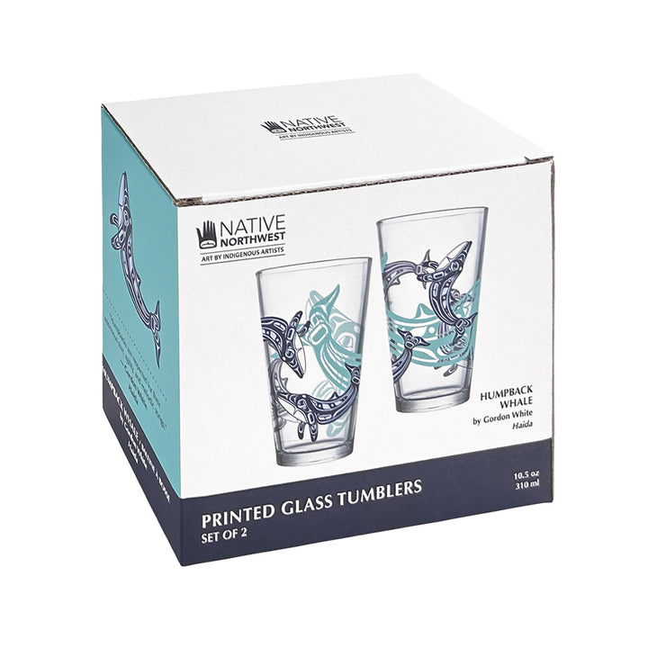 Native Northwest Humpback Whale Printed Glass Tumbler (Set of 2)