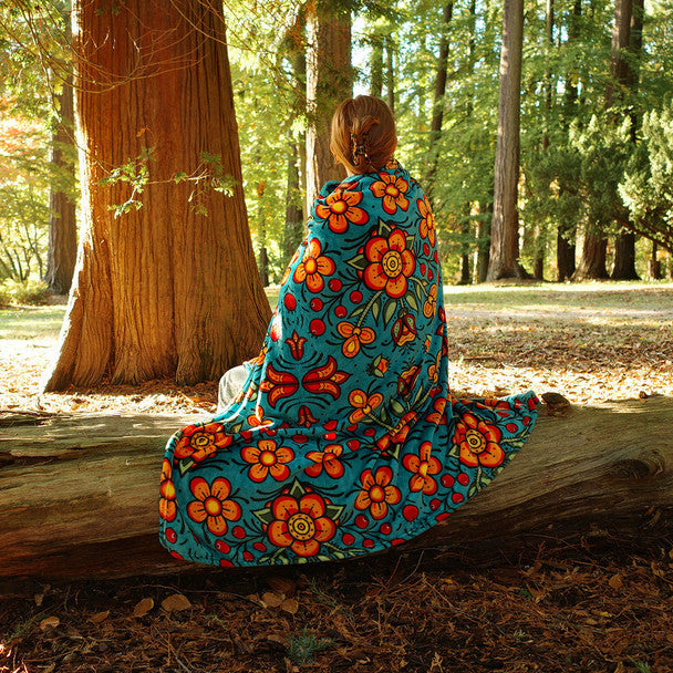Native Northwest Prairie Beadwork  Fleece Blanket