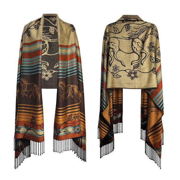 Native Northwest Horse (Bebezhigooganzhii) Shawl