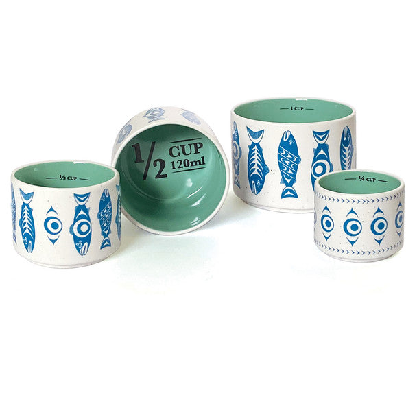 Native Northwest Salmon in the Wild Ceramic Measuring Cups