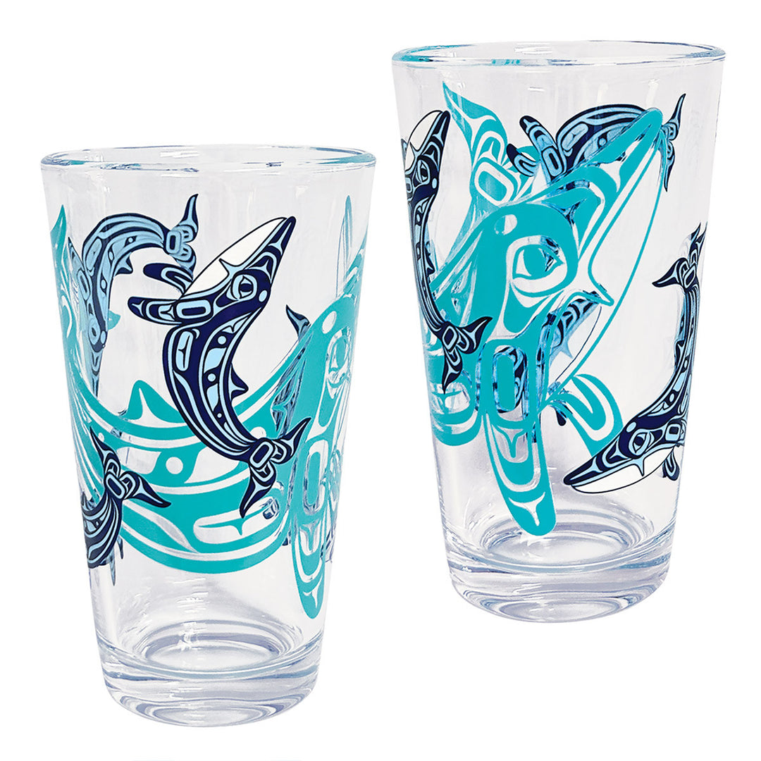 Native Northwest Humpback Whale Printed Glass Tumbler (Set of 2)