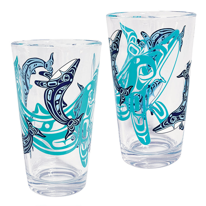 Native Northwest Humpback Whale Printed Glass Tumbler (Set of 2)