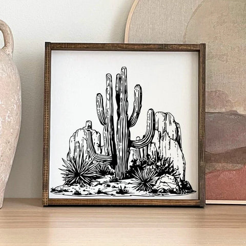 Southwestern Cactus Wood Sign by william rae designs