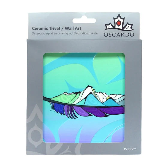 Oscardo  Healing Feather Ceramic Trivet