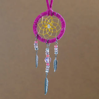 Monague 1.5" Pink Dreamcatcher w/ Metal Feathers