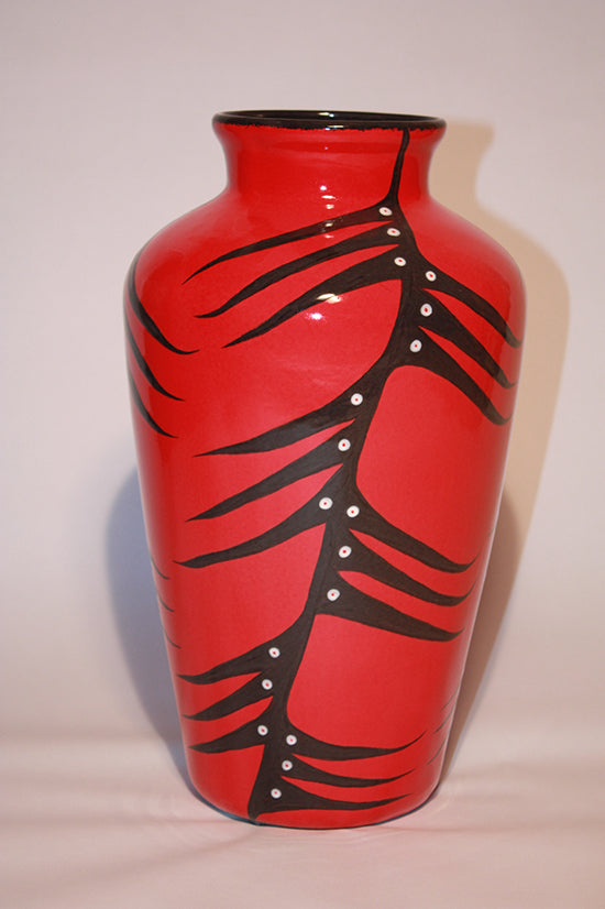 Red & White Studio Cattail Vase