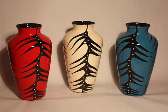 Red & White Studio Cattail Vase