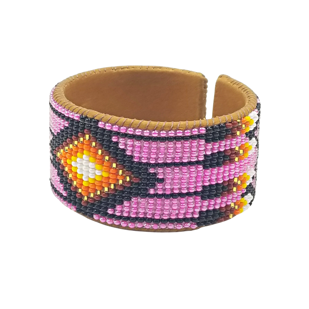 Tribal Roots Medium Beaded Leather Cuffs