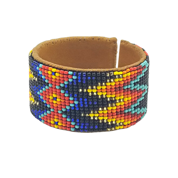 Tribal Roots Medium Beaded Leather Cuffs