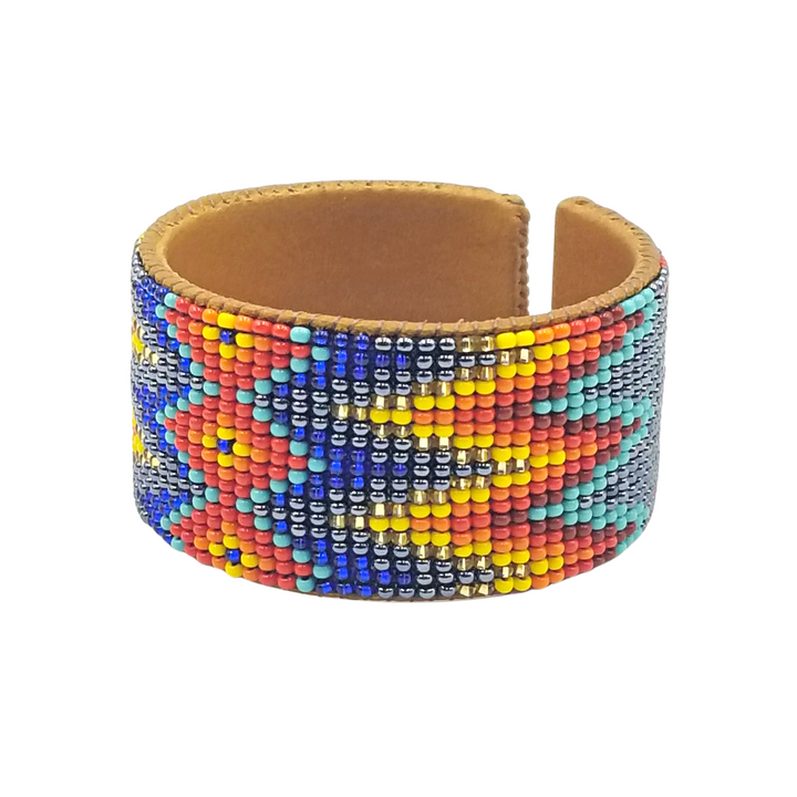 Tribal Roots Medium Beaded Leather Cuffs