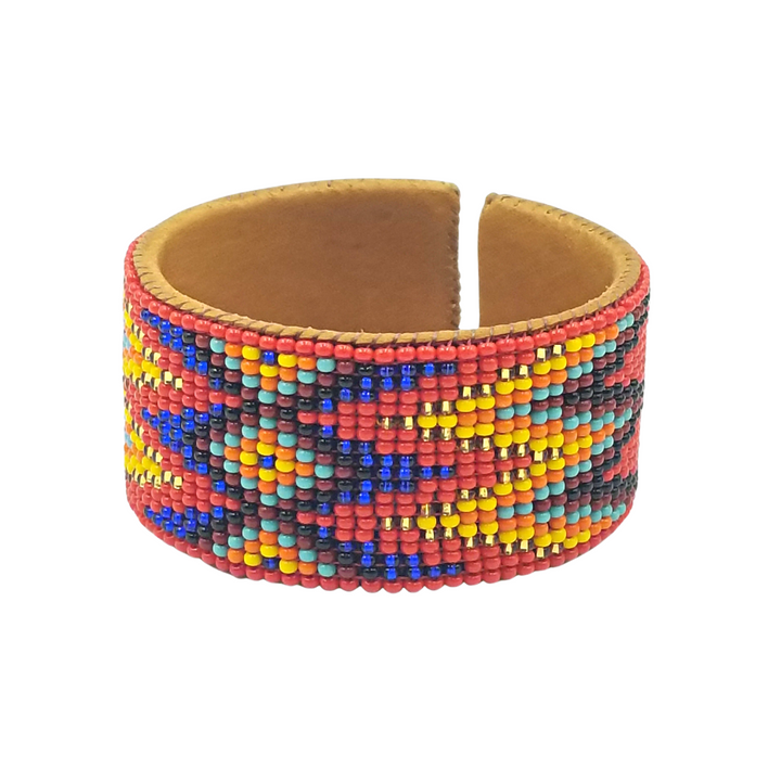 Tribal Roots Medium Beaded Leather Cuffs