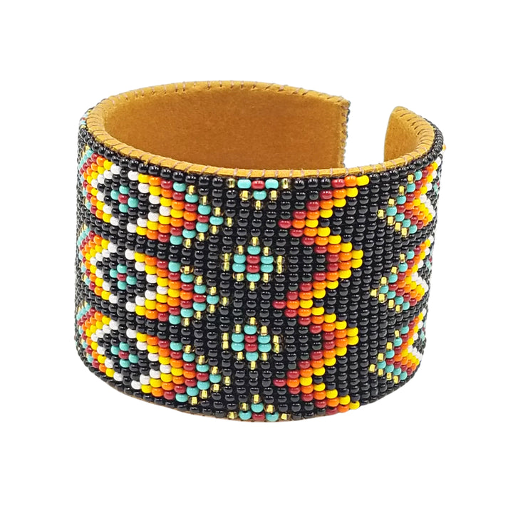 Tribal Roots Large Beaded Leather Cuff