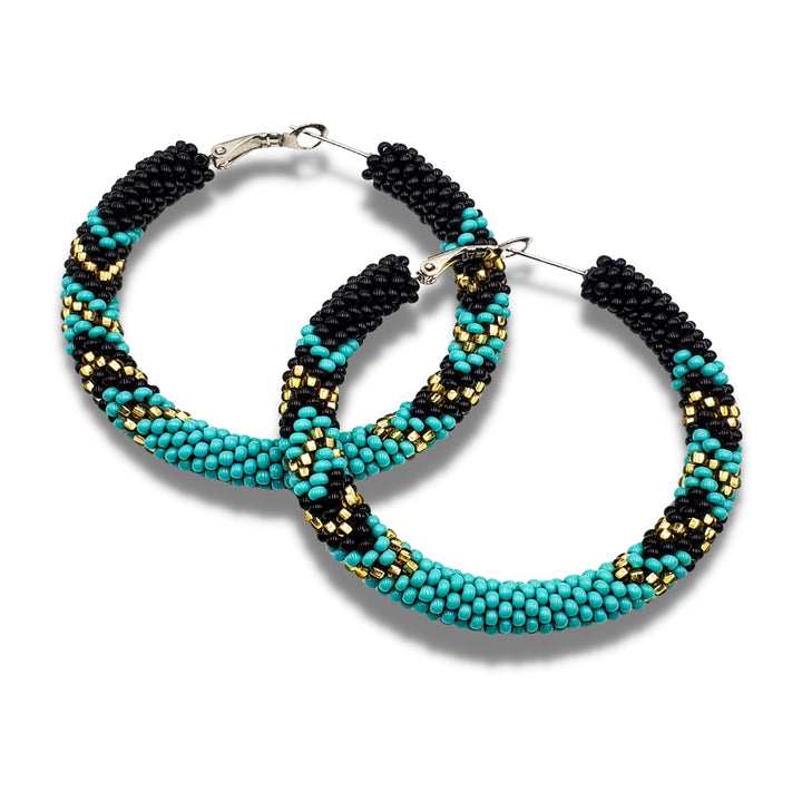 Tribal Roots Crochet Large Hoop Earrings