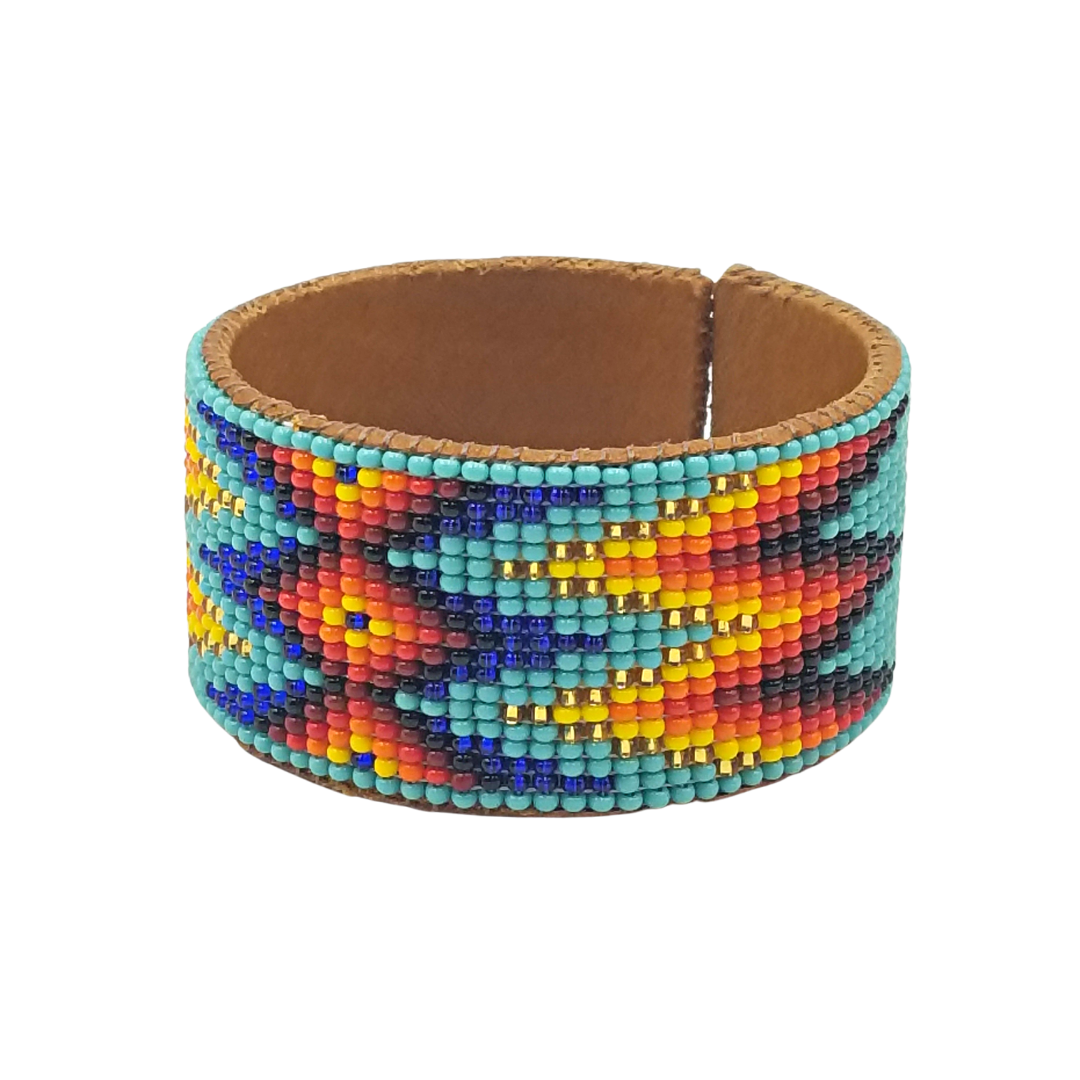 Tribal Roots Medium Beaded Leather Cuffs