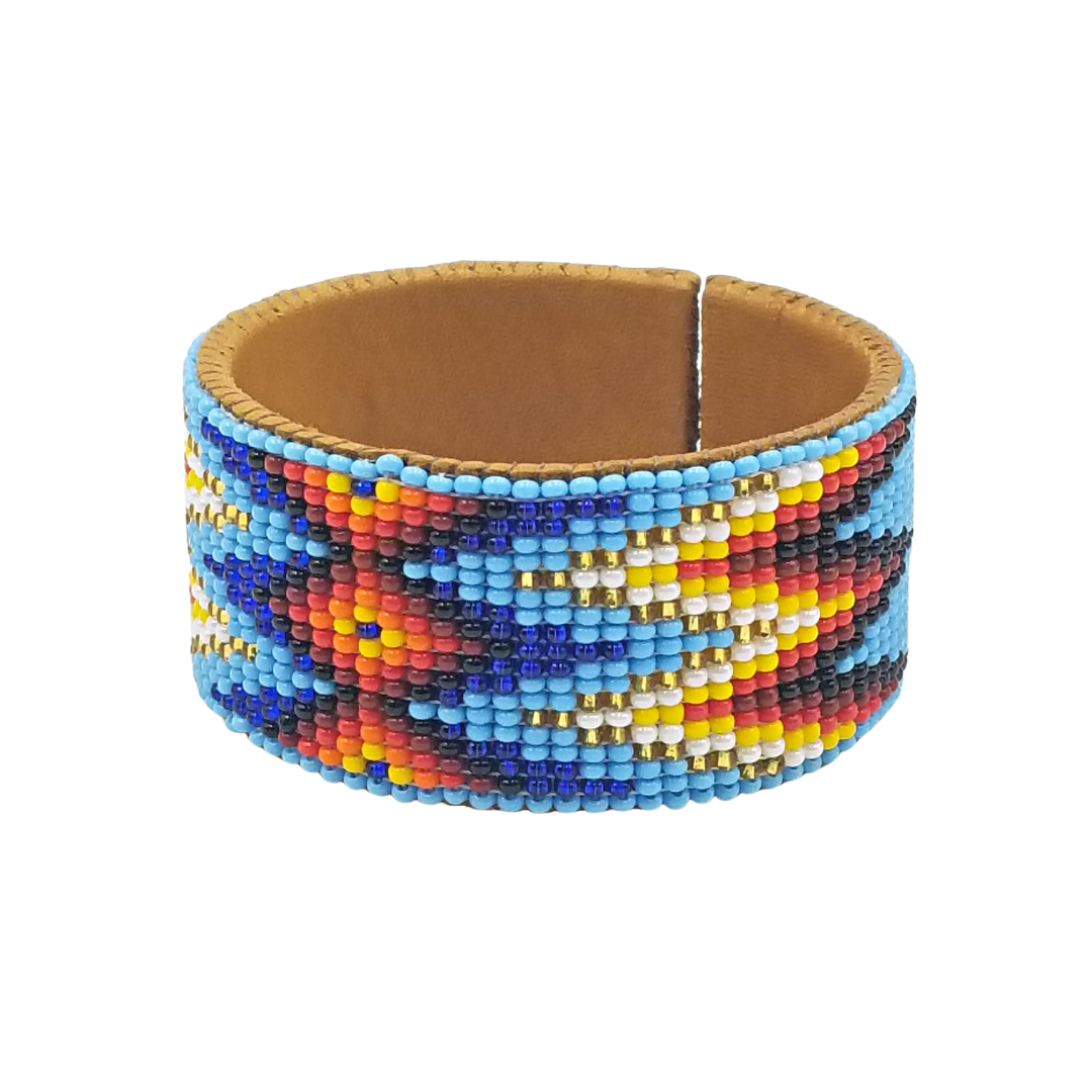 Tribal Roots Medium Beaded Leather Cuffs