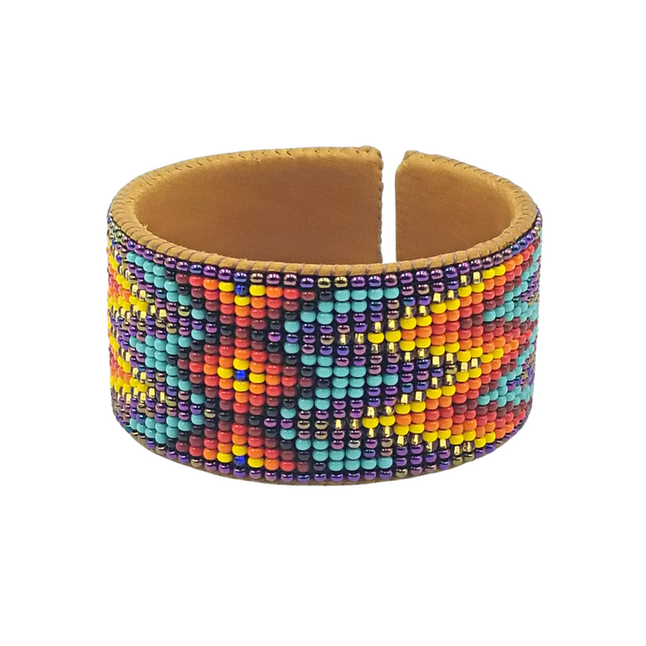 Tribal Roots Medium Beaded Leather Cuffs