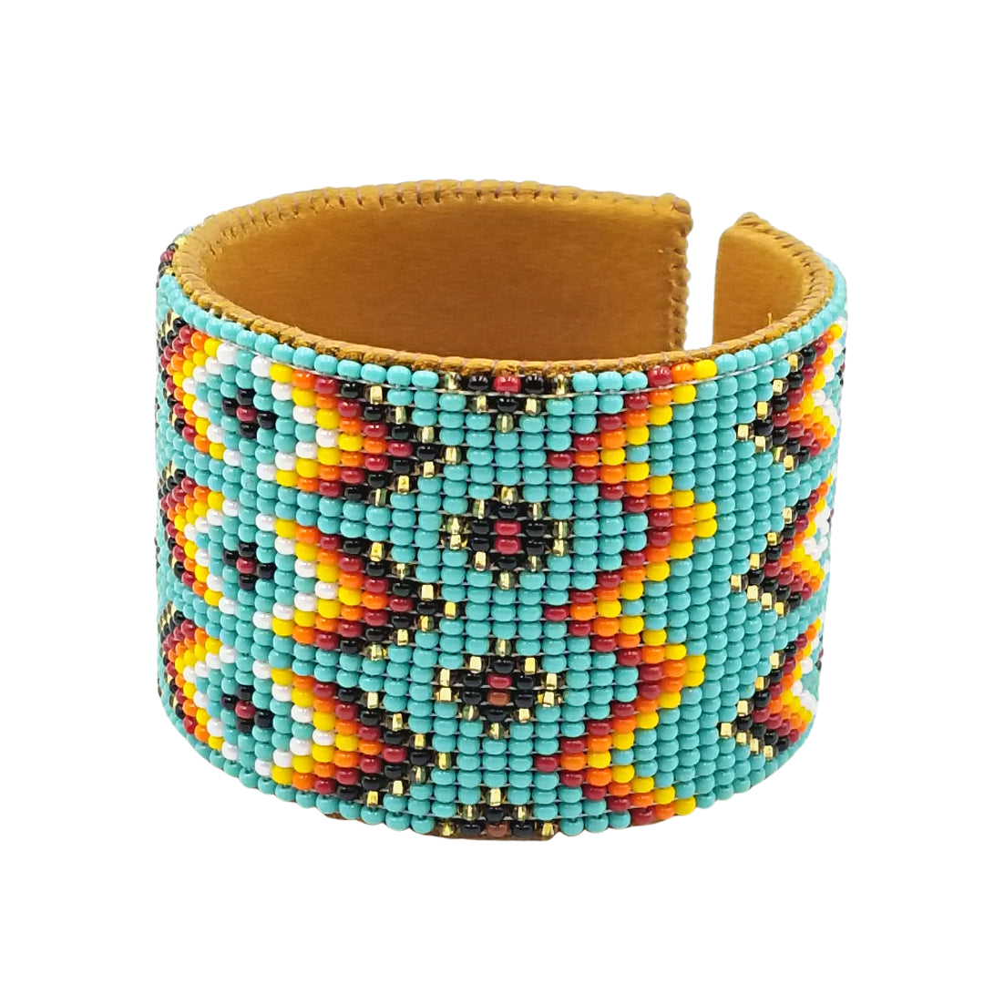 Tribal Roots Large Beaded Leather Cuff