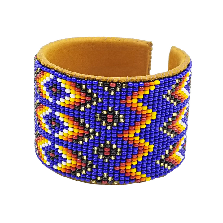 Tribal Roots Large Beaded Leather Cuff