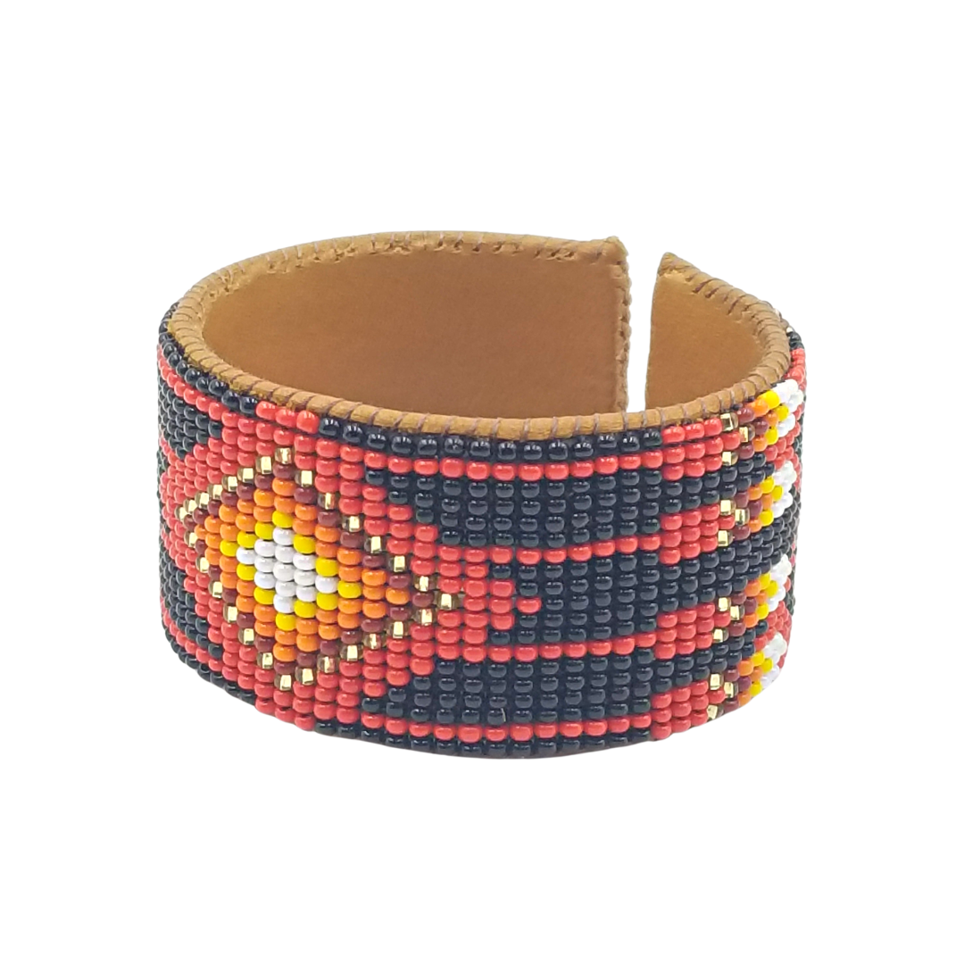 Tribal Roots Medium Beaded Leather Cuffs