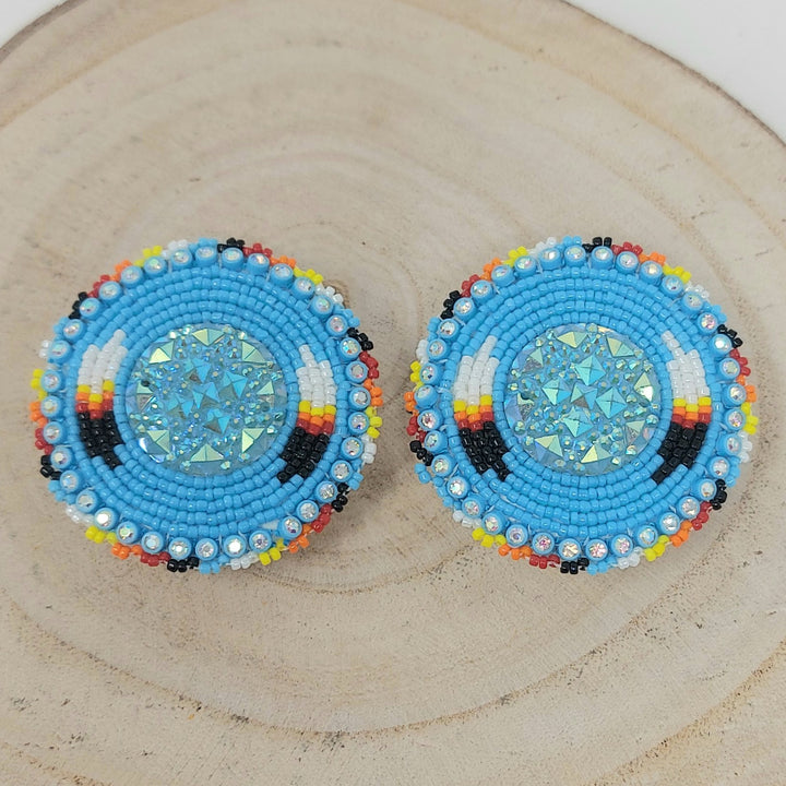 Four Directions Feather Pattern Beaded Earrings