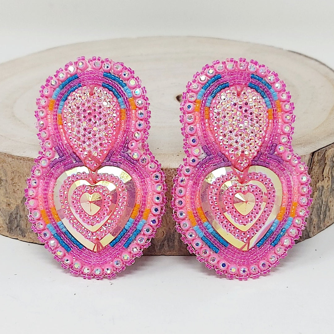 Four Directions Heart Drop Earrings