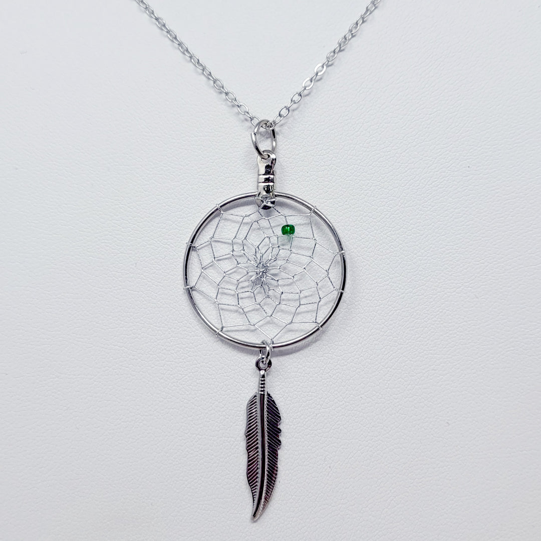 Monague 1" Dreamcatcher W/Metal Feather Earrings & Necklace