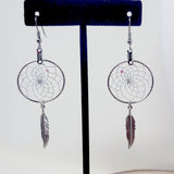 Monague 1" Dreamcatcher W/Metal Feather Earrings & Necklace
