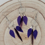 Monague Dreamcatcher Earrings & Necklace w/Leather & Feather Decorations