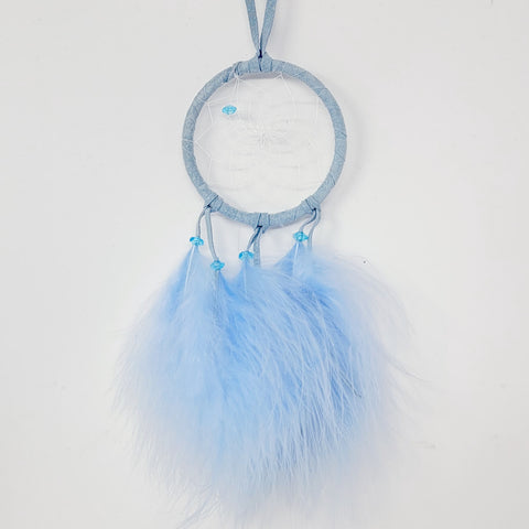 Monague 2.5" Dreamcatcher Baby Blue with Blue Fluff Feathers