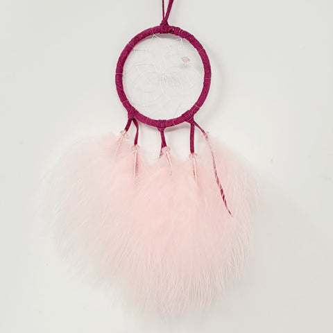 Monague 2.5" Dreamcatcher w/ Pink Fluff Feathers