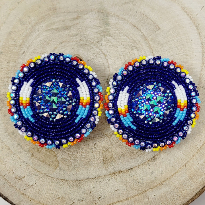 Four Directions Feather Pattern Beaded Earrings