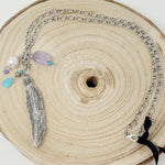 Elizabeth tenHave XL 24" Feather & Amethyst Necklace