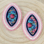 Leanne Fontaine Large 2.3" Pink and Floral Earrings
