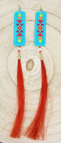 Beth Rose Designs Turquoise & Red Horsehair Earrings