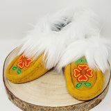 Lena A Beaded Faux Fur Moccasins