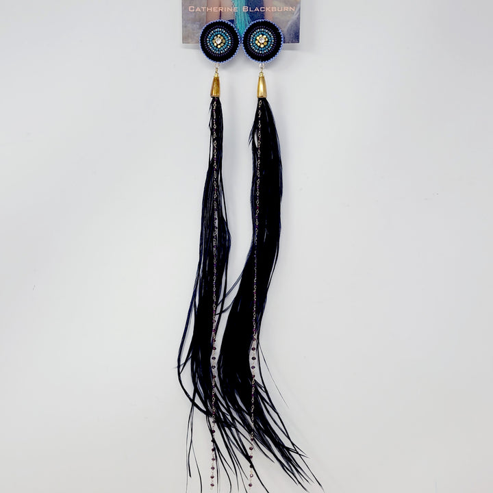 Black Beaded Fly Aways Earrings By Catherine Blackburn