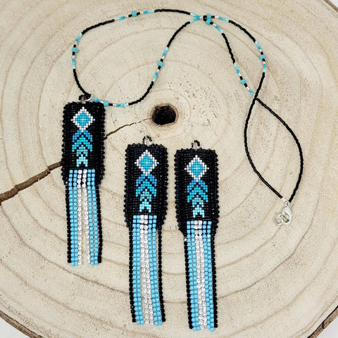 Beth Rose Designs Blue Rhinestone Earring & Necklace Set