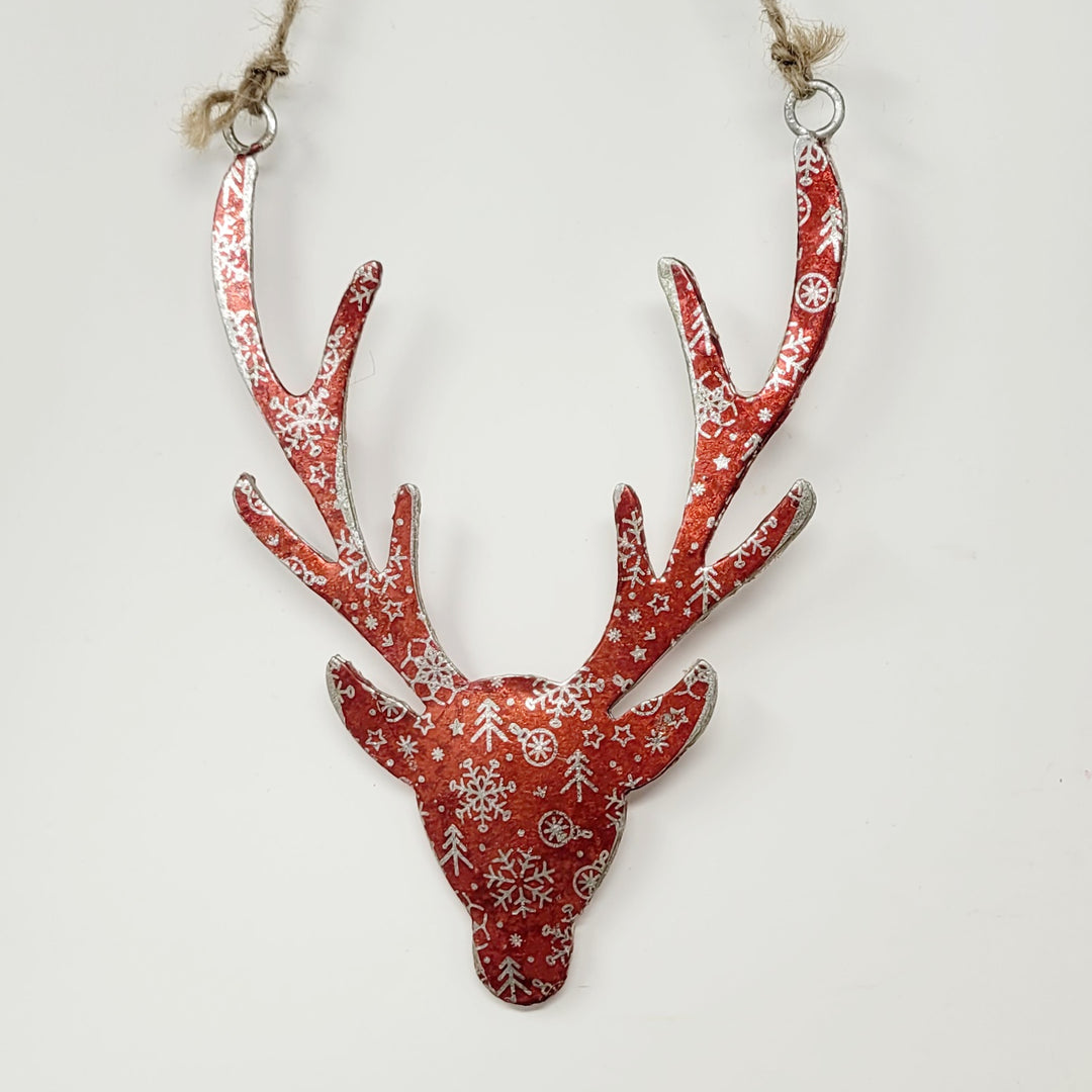 GANZ Red Metal Deer Ornament