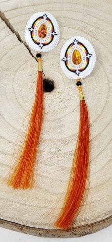 Beth Rose Designs Orange Horse Hair Earrings