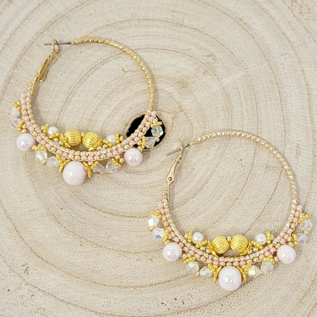 Kristina Cardinal Minimalist Beaded Hoops