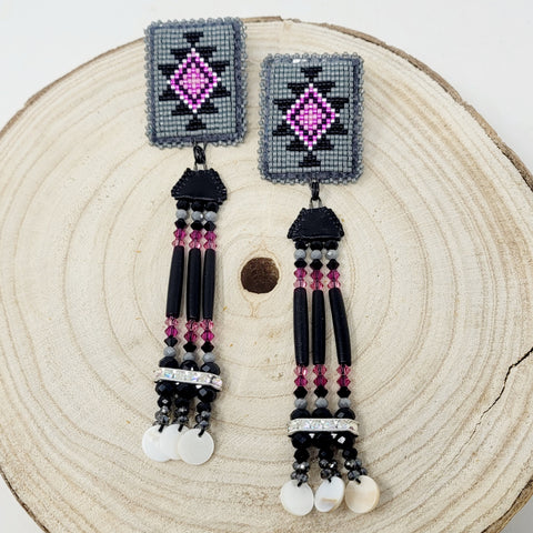 Beth Rose Designs Black & Pink Earrings